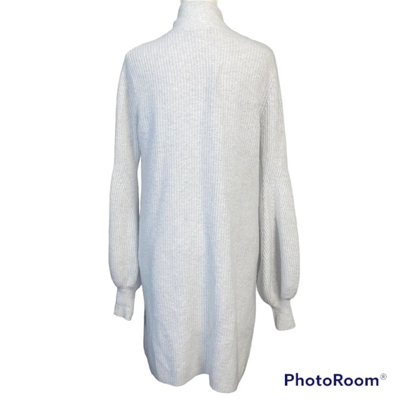 BCBGMaxazaria Grey Wool Long Ballon Sleeve Open Front Cardigan Sweater - Picture 6 of 7